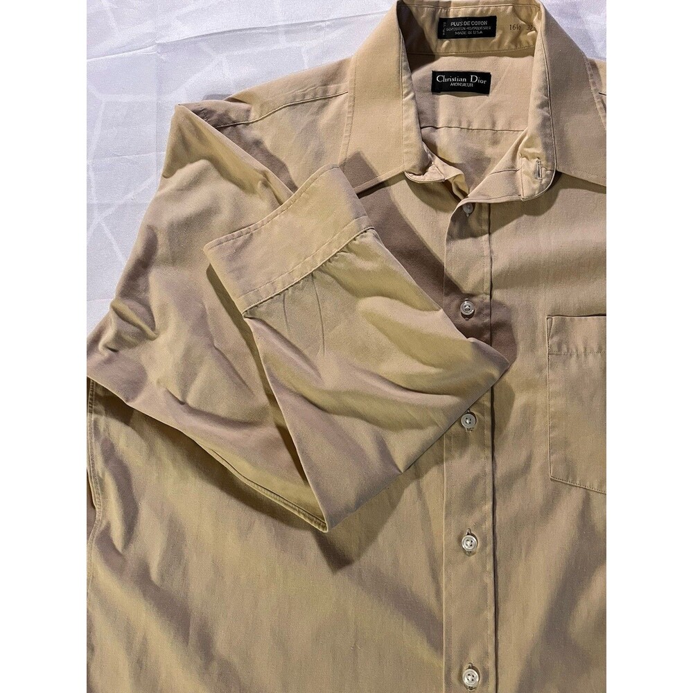 Christian Dior Shirt Men’s 16.5 32 Monsieur Tan Long Sleeve Made In USA